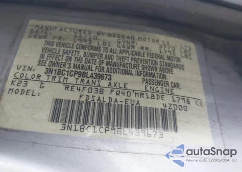 2011 Nissan Versa S/Sl из США, поврежденный, VIN 3N1BC1CP9BL439673